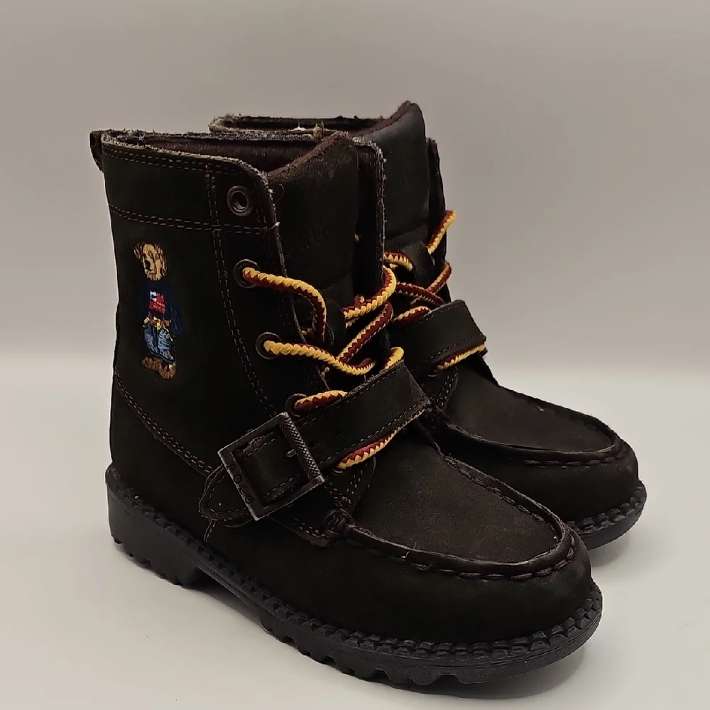 Polo Ralp Lauren Kids Brown Boots with Embroidered Detail